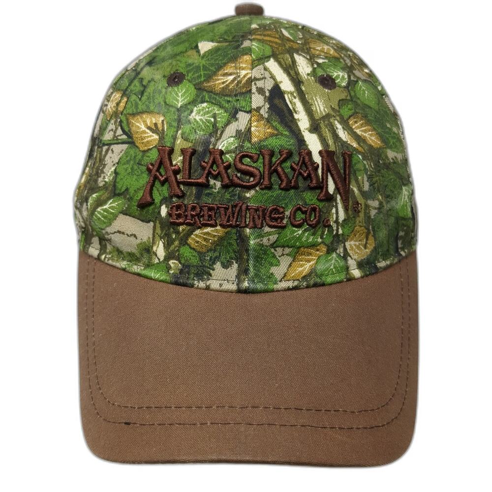 Alaskan Brewing Co Baseball Cap Green Brown One Size Camo Leaf Beer Brewery Hat